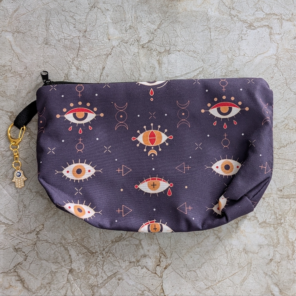 NEW Witchy Celestial Eye Makeup Bag | Evil Eye Boho Pouch w/ Hamsa Charm